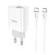 HOCO C80A RAPIDO hálózati töltő USB+Type-C aljzat 20W, PD gyorstöltő 3.0 + Type-C - Type-C kábel, FEHÉR
