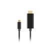 Lanberg USB-C (M)->HDMI (M) kábel, 1,8 m, 4K 60 Hz, fekete