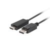 Lanberg DisplayPort (M) v1.1->HDMI (M) kábel, 1,8 m, fekete