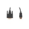 Lanberg HDMI (M)->DVI-D (M) (24+1) kábel 1,8 m, fekete, dupla link aranyozott 4K csatlakozókkal