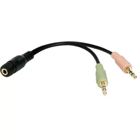   LogiLink 2db Jack stereo 3,5mm (3pin) -> Jack stereo 3,5mm (4pin) M/F adapter 0.15m fekete