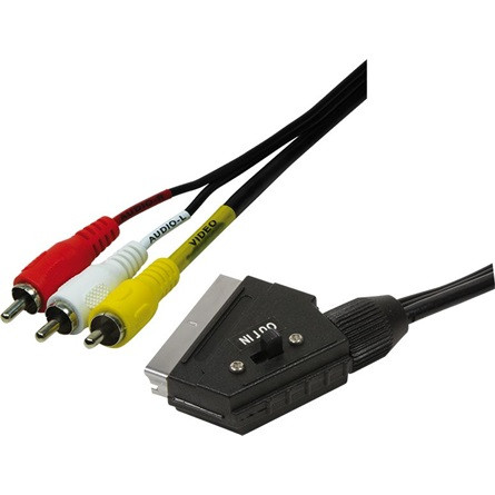 LogiLink Scart <-> 3db RCA M/M video kábel 2m fekete