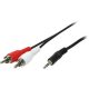 LogiLink Jack stereo 3,5mm (3pin) -> 2db RCA M/M audio kábel 1.5m fekete