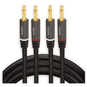   LogiLink 2db banán -> 2db banán M/M audio kábel 5m fekete