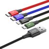 Baseus Rapid 4-in-1 USB Type-C – iPhone+2×USB Type-C+Micro USB, 3.5A gyorstöltő adatkábel, 1.2m, fekete
