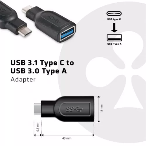 Club 3D ADA Club3D USB TYPE C 3.1 GEN 1 Male to USB 3.1 GEN 1 Type A Female adapter