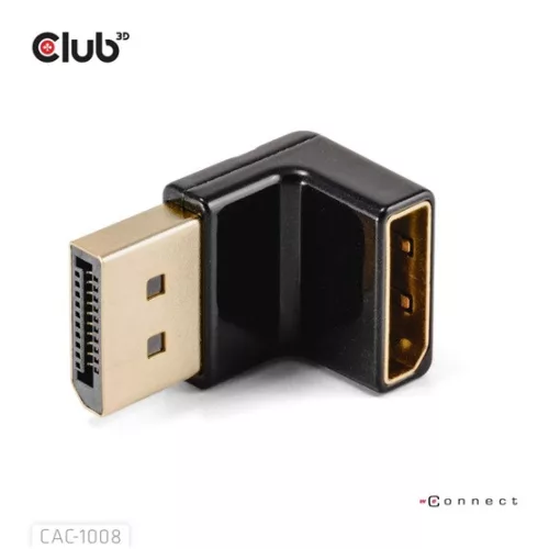 Club 3D ADA Club3D DisplayPort Male to DisplayPort 1.4 Female 90 Degree Angled Adapter 4K120Hz M/F