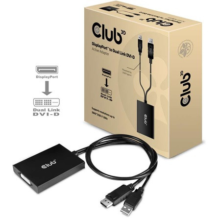 Club 3D ADA Club3D DISPLAYPORT TO DUAL LINK DVI-I DUAL LINK ACTIVE ADAPTER MAX RES 4K30HZ