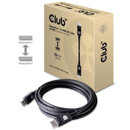 Club 3D KAB Club3D DisplayPort 1.4 HBR3 8K60Hz 28AWG kábel M/M - 3m