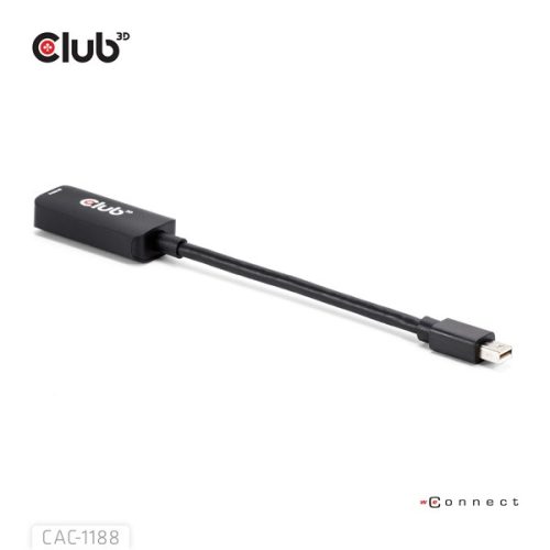 Club 3D Átalakító - CAC-1188 (Mini DP 1.4 to HDMI 8K60Hz, aktív, HDCP 2.2, 9 cm kábel)