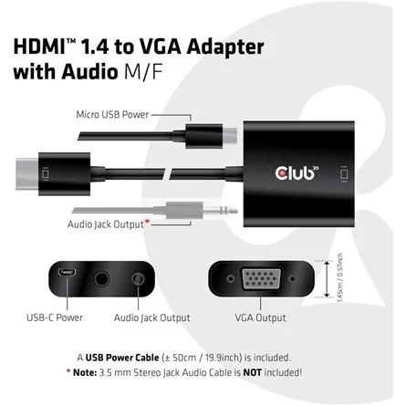 Club 3D ADA Club3D HDMI 1.4 to VGA Adapter with Audio M/F