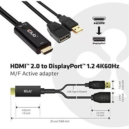 Club 3D KAB Club3D HDMI - DisplayPort 4K 60Hz M/F Active Adapter