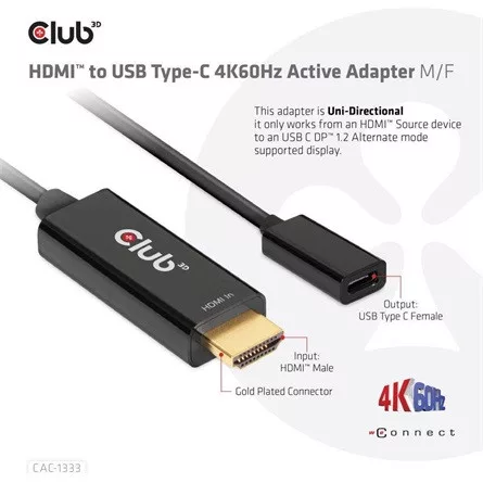 Club 3D KAB Club3D HDMI to USB Type-C 4K60Hz Active Adapter M/F