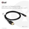 Club 3D KAB Club3D USB Type-C Cable to DP 2.1 Bi-Directional VESA DP80 Certified Cable M/M - 1m