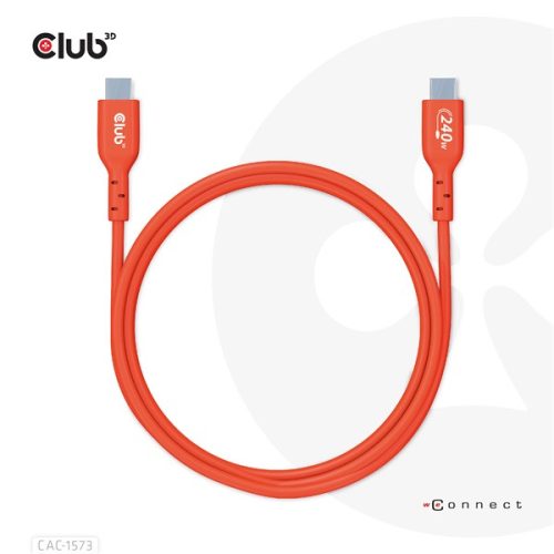 Club 3D Kábel - CAC-1573 (USB2 Type-C, M/M Kétirányú, 480Mb, 240W EPR, 2m)