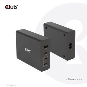   Club 3D Hálózati Töltő - CAC-1906 (132W GaN, 2x USB-A, 2x USB-C, PD3.0, 4 csatlakozó)
