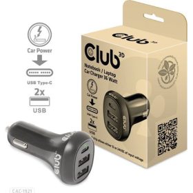  Club 3D NBT Club3D Notebook / Laptop Car Charger 36 Watt - autós töltő