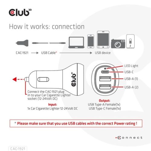 Club 3D NBT Club3D Notebook / Laptop Car Charger 36 Watt - autós töltő