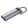 Baseus Metal Gleam 9-in-1 Multifunctional USB Type-C HUB dokkoló állomás, szürke