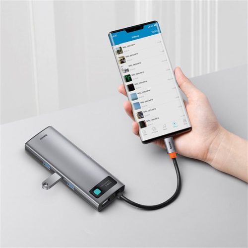 Baseus Metal Gleam 9-in-1 Multifunctional USB Type-C HUB dokkoló állomás, szürke
