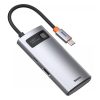 Baseus HUB Baseus Metal Gleam 4-in-1 Multifunctional USB Type-C HUB dokkoló állomás, szürke