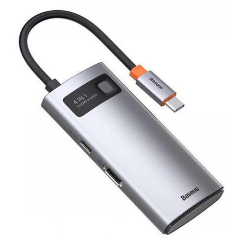 Baseus HUB Baseus Metal Gleam 4-in-1 Multifunctional USB Type-C HUB dokkoló állomás, szürke