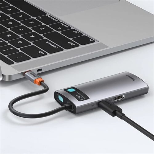 Baseus HUB Baseus Metal Gleam 4-in-1 Multifunctional USB Type-C HUB dokkoló állomás, szürke