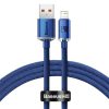 Baseus Crystal Shine USB Type-A – iPhone, 2.4A, gyorstöltő adatkábel, 1.2m, kék