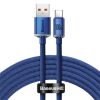 Baseus Crystal Shine USB Type-A – USB Type-C, 100W gyorstöltő adatkábel, 2m, kék