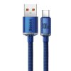 Baseus Crystal Shine USB Type-A – USB Type-C, 100W gyorstöltő adatkábel, 2m, kék