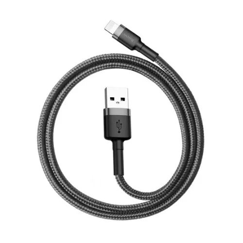 Baseus ACC Baseus Cafule USB Type-A – iPhone, 2.4A gyorstöltő adatkábel, 0.5m, szürke/fekete