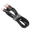 Baseus Cafule USB Type-A – iPhone, 2.4A gyorstöltő adatkábel, 1m, piros/fekete