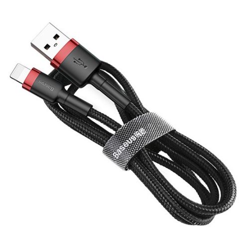 Baseus Cafule USB Type-A – iPhone, 2.4A gyorstöltő adatkábel, 1m, piros/fekete