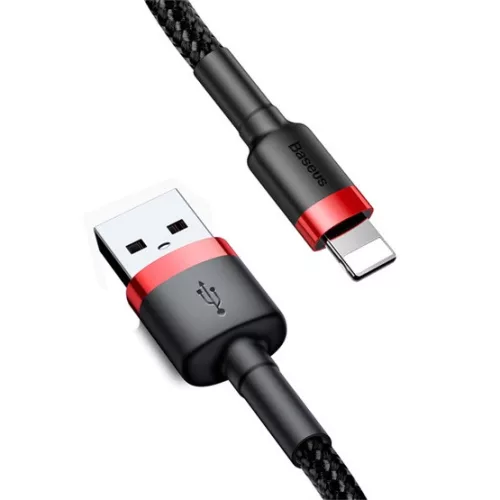 Baseus Cafule USB Type-A – iPhone, 2.4A gyorstöltő adatkábel, 1m, piros/fekete