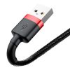 Baseus Cafule USB Type-A – iPhone, 2.4A gyorstöltő adatkábel, 1m, piros/fekete