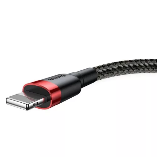 Baseus Cafule USB Type-A – iPhone, 2.4A gyorstöltő adatkábel, 1m, piros/fekete