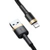 Baseus Cafule USB Type-A – iPhone, 2.4A gyorstöltő adatkábel, 1m, arany/fekete
