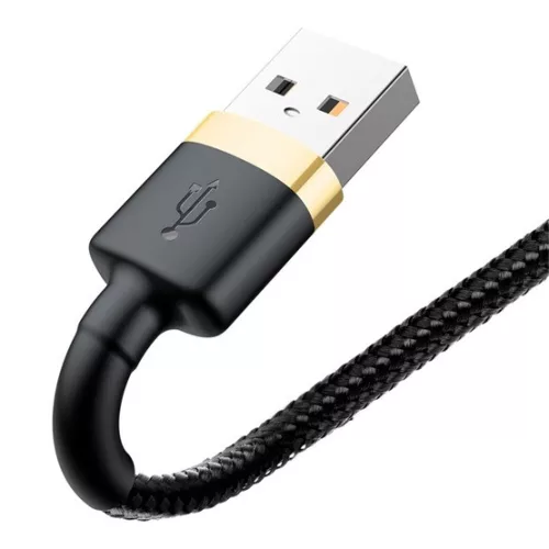 Baseus Cafule USB Type-A – iPhone, 2.4A gyorstöltő adatkábel, 1m, arany/fekete