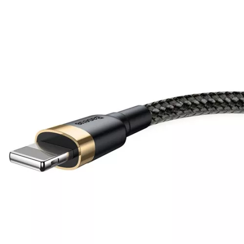 Baseus Cafule USB Type-A – iPhone, 2.4A gyorstöltő adatkábel, 1m, arany/fekete