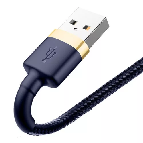 Baseus Cafule USB Type-A – iPhone, 2.4A gyorstöltő adatkábel, 1m, arany/kék