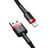 Baseus ACC Baseus Cafule USB Type-A – iPhone, 1.5A töltőkábel, 2m, fekete/piros