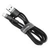 Baseus Cafule USB Type-A – iPhone, 1.5A töltőkábel, 2m, szürke/fekete
