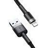 Baseus Cafule USB Type-A – iPhone, 1.5A töltőkábel, 2m, szürke/fekete