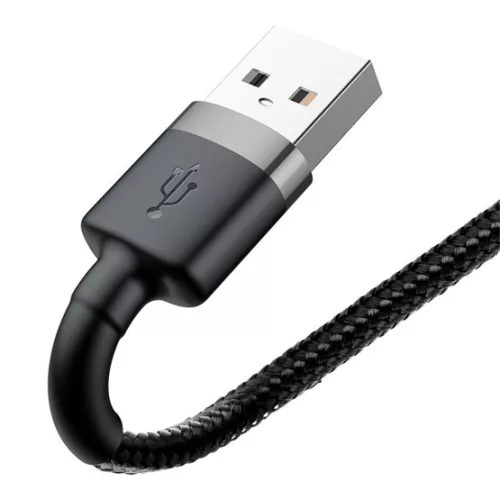 Baseus Cafule USB Type-A – iPhone, 1.5A töltőkábel, 2m, szürke/fekete