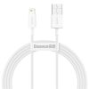Baseus ACC Baseus Superior USB Type-A – iPhone, 2.4A gyorstöltő adatkábel, 1.5m, fehér