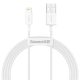 Baseus ACC Baseus Superior USB Type-A – iPhone, 2.4A gyorstöltő adatkábel, 1.5m, fehér