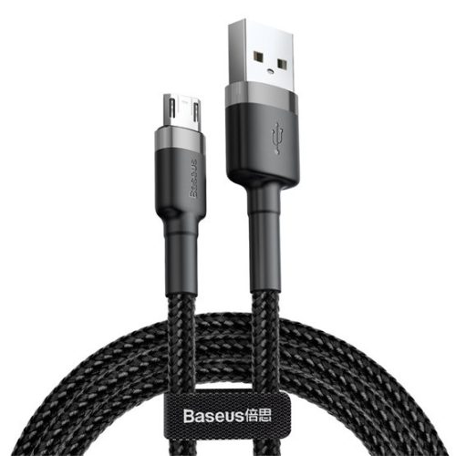 Baseus Cafule USB Type-A – Micro USB, 1.5A, töltőkábel, 2m, szürke/fekete