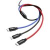 Baseus Three Primary Colors 3-in-1 USB Type-A – iPhone+USB Type-C+Micro USB, 3.5A gyorstöltő adatkábel, 1.2m, fekete