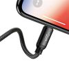 Baseus Three Primary Colors 3-in-1 USB Type-A – iPhone+USB Type-C+Micro USB, 3.5A gyorstöltő adatkábel, 1.2m, fekete