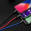 Baseus Three Primary Colors 3-in-1 USB Type-A – iPhone+USB Type-C+Micro USB, 3.5A gyorstöltő adatkábel, 1.2m, fekete